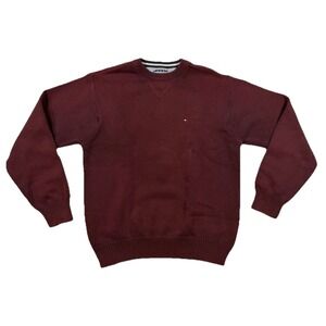 Vintage 90's Tommy Hilfiger Heavy Cotton Crewneck Sweater Size Large Maroon